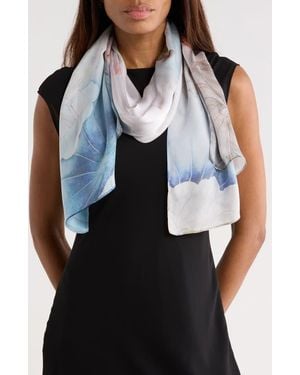 La Fiorentina Floral Print Silk Scarf - Blue