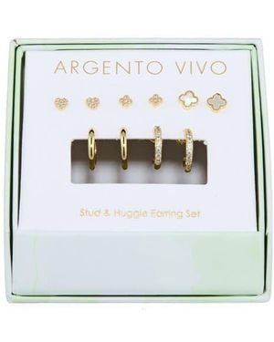 Argento Vivo Clover Set Of 5 Assorted Stud & Hoop Earrings - Gray