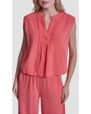 DKNY Double Crepe Gauze Sleeveless Top - Red