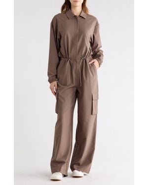 Beyond Yoga Long Sleeve Cargo Jumpsuit - Brown