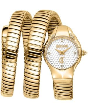 Just Cavalli Aria Snake Wraparound Bracelet Watch, 22.5Mm X 32.5Mm - Metallic