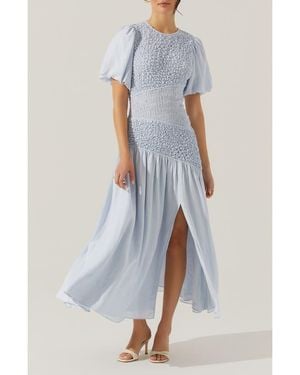 Astr Theoni Smocked Maxi Dress - Blue