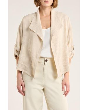 Max Studio Textured Drape Jacket - Natural