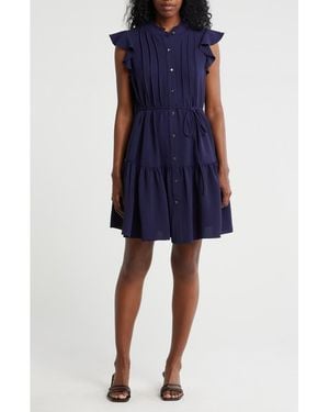 Julia Jordan Flutter Sleeve Shirtdress - Blue