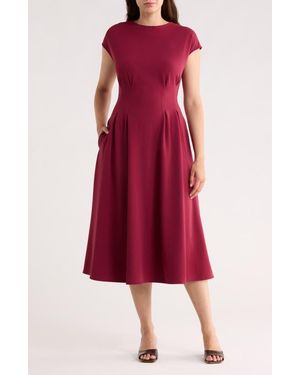 Nordstrom Rack Pleated Waist Knit A-Line Dress - Red