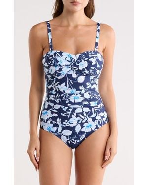 Jantzen Flora Strapless One-Piece Swimsuit - Blue