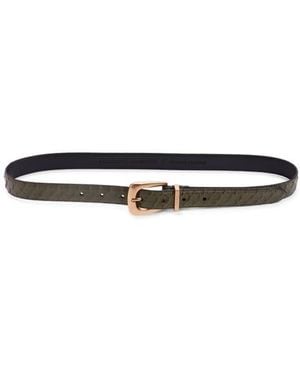 AllSaints Snake Embossed Leather Belt - Green