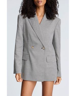 Kenneth Cole Houndstooth Check Double Breasted Jacket - Gray