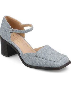 Journee Collection Evangeline Block Heel Pump - Gray