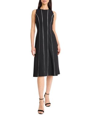 Donna Morgan Rickrack Sleeveless Midi Dress - Black