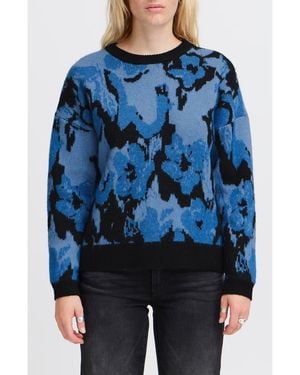 Ichi Povoke Floral Sweater - Blue