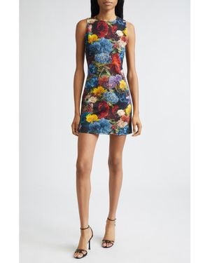 Alice + Olivia Wynell Floral Scuba Knit Minidress - Blue
