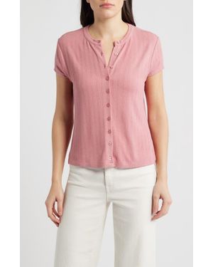 Bernardo Ribbed Buttoned Shirt - Red