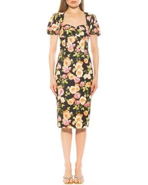 Alexia Admor Midi Floral Sheath Dress XS selling NWT Zip Scuba Body-con $245