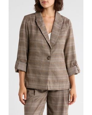 Democracy Oversize Plaid Blazer - Brown
