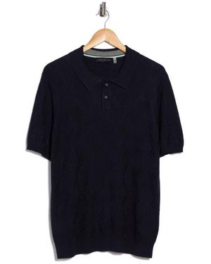 Tahari Diamond Knit Polo - Blue