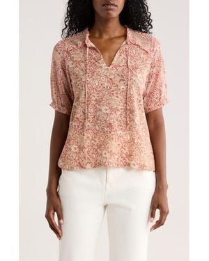 Lucky Brand Puff Sleeve Top - Pink