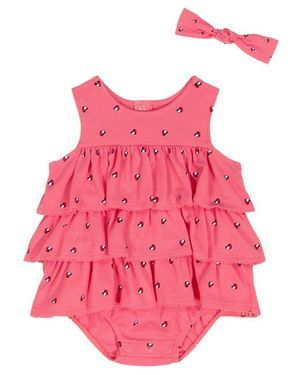 Tommy Hilfiger Tommy Heart Logo Bubble Bodysuit & Headband Set - Pink