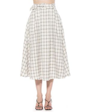 Alexia Admor Belted A-Line Midi Skirt - White