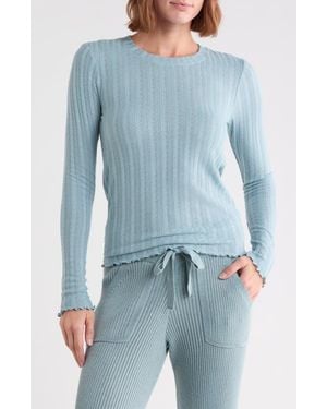 Splendid Long Sleeve Pointelle T-Shirt - Blue