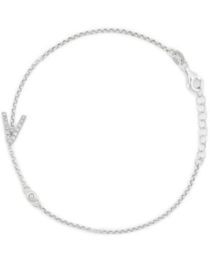 Meshmerise Diamond Initial Bezel Bracelet - White