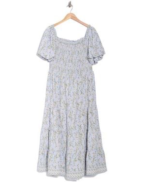 Max Studio Square Neck Bubble Sleeve Dress - Gray