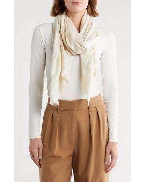 Karl Lagerfeld Logo Metallic Wrap Scarf - Natural