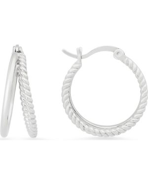 Queen Jewels Twisted Rope Hoop Earrings - White
