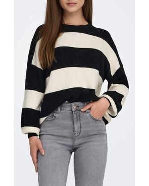 ONLY Atia Stripe Pullover Sweater - Black