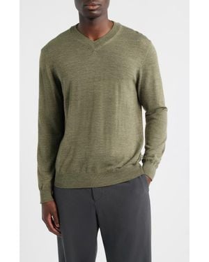 NN07 Serge 6584 Wool Blend V-Neck Sweater - Green