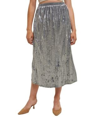 Wishlist Crinkle Velvet Midi Skirt - Gray