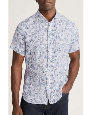 Bonobos Riviera Slim Fit Floral Short Sleeve Linen Button-Down Shirt - Blue