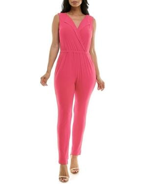 Nina Leonard Sleeveless Jumpsuit - Red