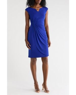 Connected Apparel Ity Trim Detail Sheath Dress - Blue