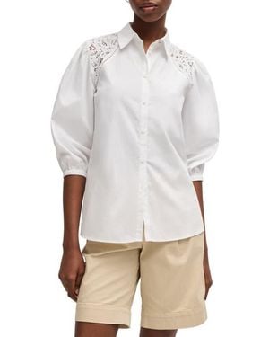 BOSS Brenda Cotton Button-Up Shirt - White