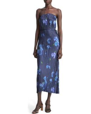 Vince Poppy Blur Crushed Column Gown - Blue