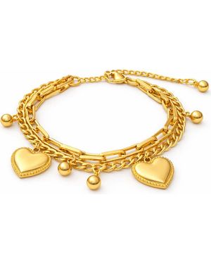 Rebel Heart Charm Layered Bracelet - Metallic
