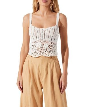 Astr Everly Open Knit Tank - Brown