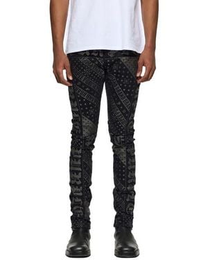 Purple Brand Hotfix Crystal Gothic Flag Skinny Jeans - Black