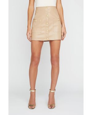 L'Agence Truman Snap Faux Leather Miniskirt - Natural