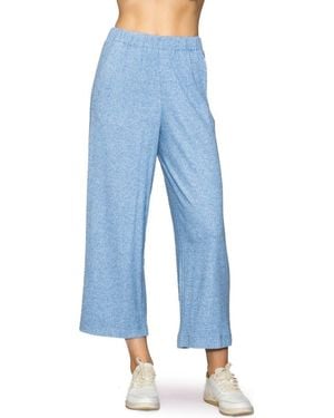 MELLODAY Rib Crop Wide Leg Pants - Blue