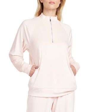 Matty M Raglan Sleeve Half Zip Pullover - White