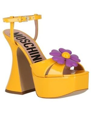 Moschino Floral Ankle Strap Platform Sandals - Orange