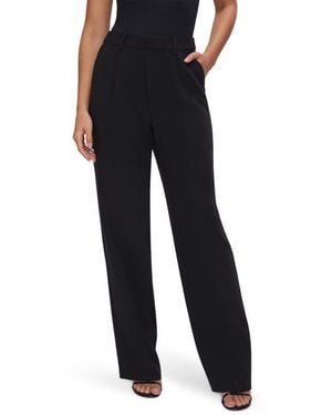 GOOD AMERICAN Luxe Suiting Column Wide Leg Pants - Black