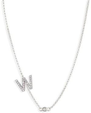 Meshmerise Bezel Diamond Initial Chain Necklace - White