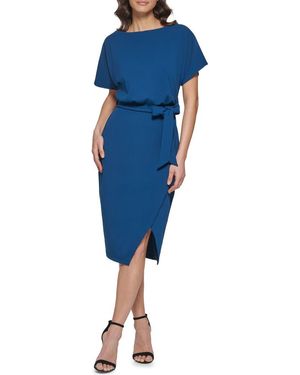 Kensie Tie Front Blouson Dress - Blue