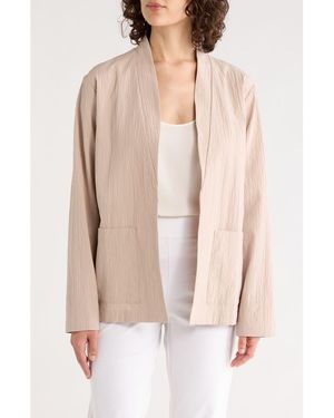 Eileen Fisher High Collar Stretch Organic Cotton Jacket - Natural