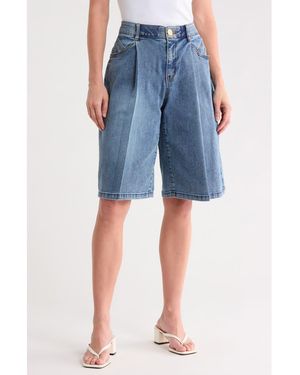 Democracy Relaxed Pleated Bermuda Shorts - Blue