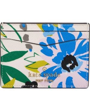 Kate Spade Staci Festival Floral Leather Card Case - Blue