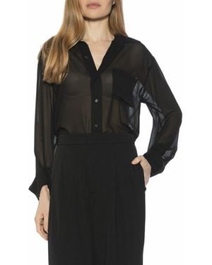 Alexia Admor Atticus Sheer Button Up Shirt - Black